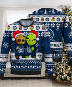 Seattle Mariners Groot And Grinch Santa Duo Ugly Christmas Sweater