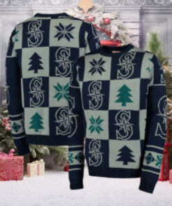 Seattle Mariners Patchwork Trees And Snowflakes Ugly Christmas Sweater