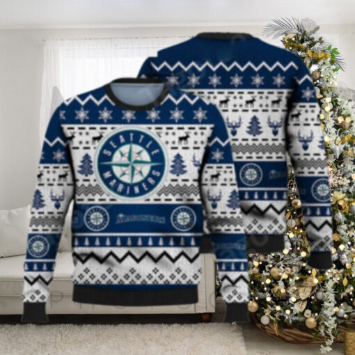 Seattle Mariners Personalized Reindeer Snowflakes Ugly Sweater