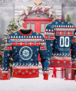 Seattle Mariners Red Snowflake Personalized Ugly Christmas Sweater