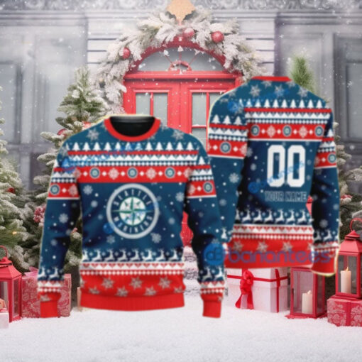 Seattle Mariners Red Snowflake Personalized Ugly Christmas Sweater