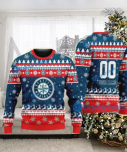 Seattle Mariners Red Snowflake Personalized Ugly Christmas Sweater