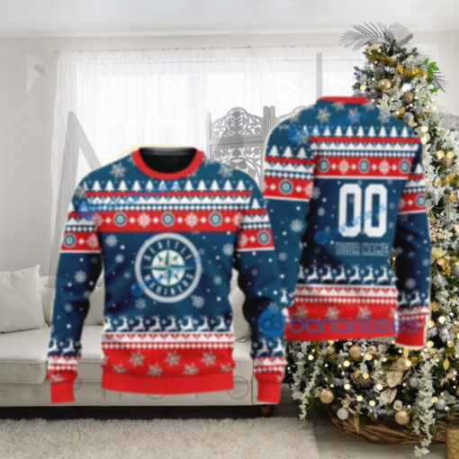 Seattle Mariners Red Snowflake Personalized Ugly Christmas Sweater