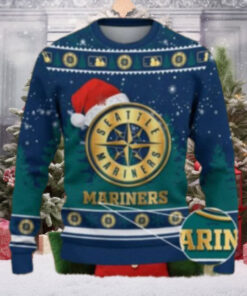 Seattle Mariners Santa Hat Gold Logo Ugly Christmas Sweater