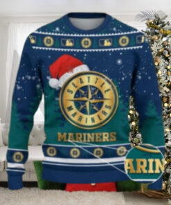 Seattle Mariners Santa Hat Gold Logo Ugly Christmas Sweater