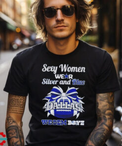 Sexy women wear silver and blue we dem boyz Dallas Cowboys football shirt