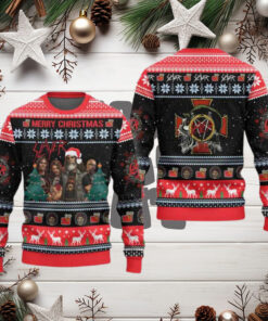 Slayer Band Merry Christmas With Xmas Patterns 2024 Ugly Christmas Sweater