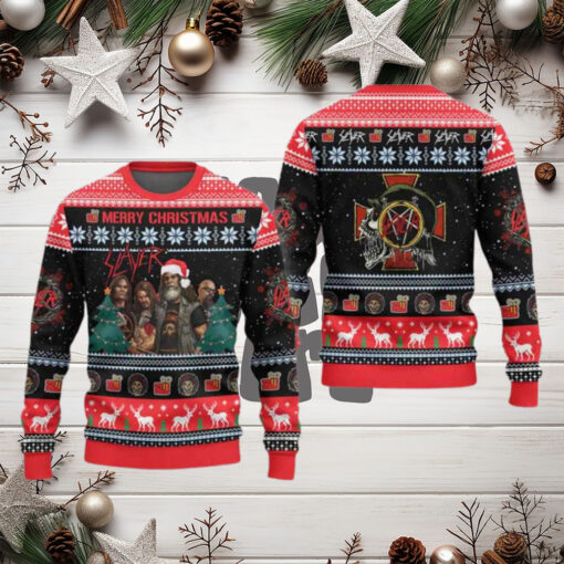 Slayer Band Merry Christmas With Xmas Patterns 2024 Ugly Christmas Sweater