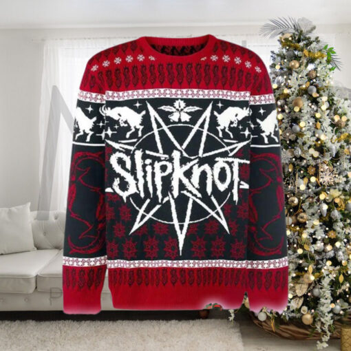 Slipknot Holiday Goat Pattern Xmas Gift For Rock Fan Knitted Ugly Christmas Sweater