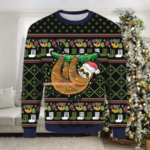 Sloth Light Ugly Christmas Sweater