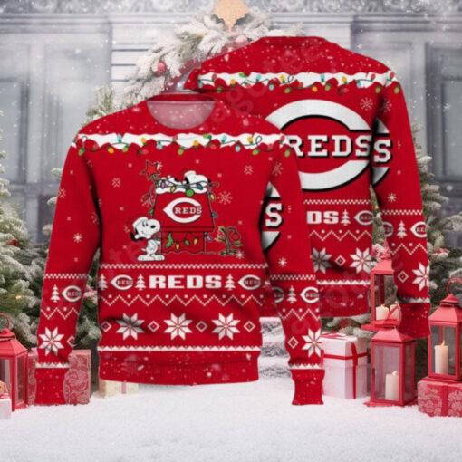 Snoopy Christmas Scene Cincinnati Reds Ugly Sweater