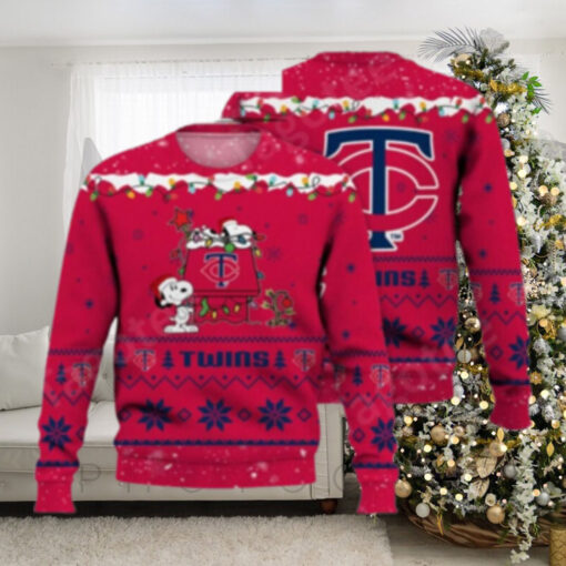 Snoopy Decorating Minnesota Twins Ugly Christmas Sweater