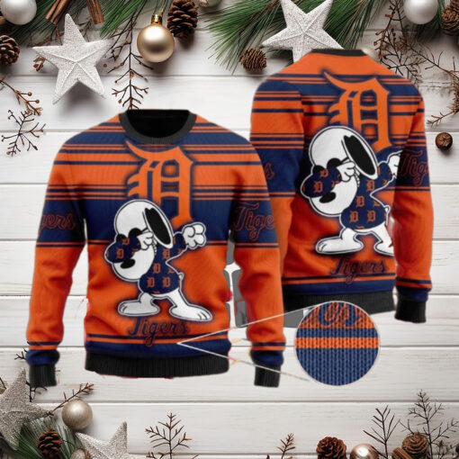 Snoopy Detroit Tigers Dabbing Christmas Sweater