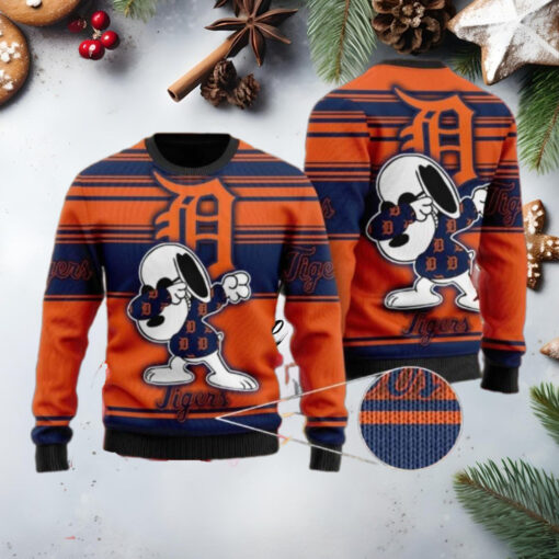 Snoopy Detroit Tigers Dabbing Christmas Sweater