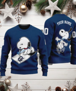 Snoopy Detroit Tigers Sliding Custom Name Ugly Sweater