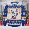 Snowflake And Reindeer Mets Logo Blue Ugly Christmas Sweater