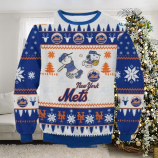 Snoopy Pitching NY Mets Ugly Christmas Sweater