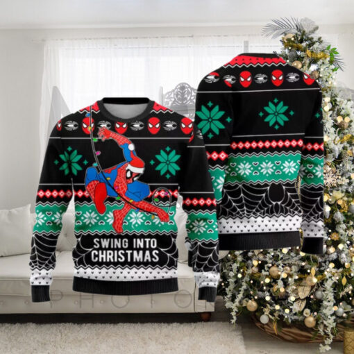 Spider Man Swing Into Christmas Ugly Christmas Sweater