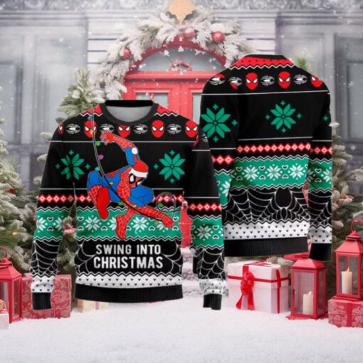 Spider Man Swing Into Christmas Ugly Christmas Sweater