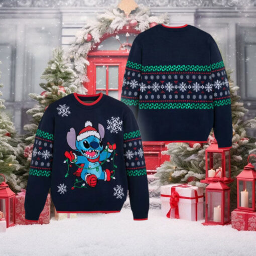 Stitch Light Up Holiday Sweater for Adults Lilo Stitch Holiday Gift Ugly Christmas Sweater