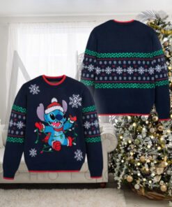 Stitch Light Up Holiday Sweater for Adults Lilo Stitch Holiday Gift Ugly Christmas Sweater