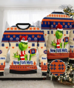 The Grinch Holding Mets Ornament Ugly Christmas Sweater