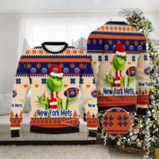 The Grinch Holding Mets Ornament Ugly Christmas Sweater