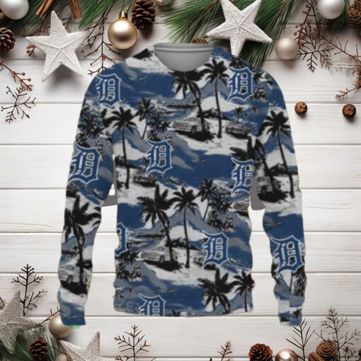 Tropical Palm Tree Detroit Tigers Christmas Ugly Christmas Sweater