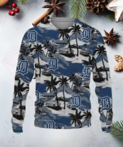 Tropical Palm Tree Detroit Tigers Christmas Ugly Christmas Sweater