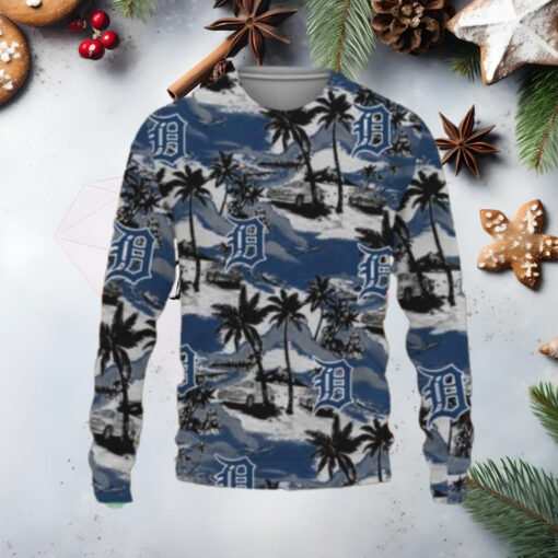 Tropical Palm Tree Detroit Tigers Christmas Ugly Christmas Sweater