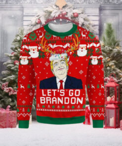 Trump Ugly Sweater Lets Go Brandon Funny Santa Gift For Family Ugly Christmas Sweater