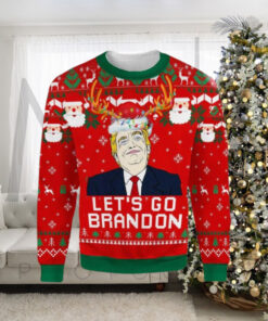 Trump Ugly Sweater Lets Go Brandon Funny Santa Gift For Family Ugly Christmas Sweater