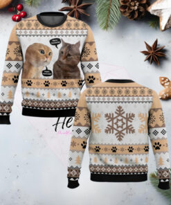 Two Cats Talking Meme Christmas Ugly Sweater