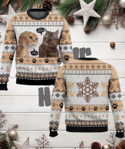 Two Cats Talking Meme Christmas Ugly Sweater