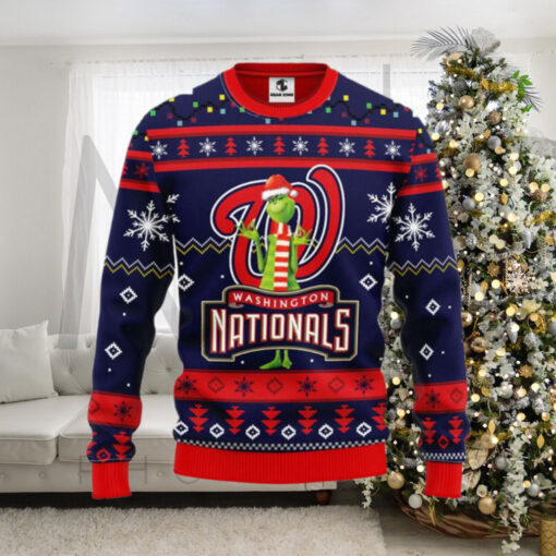 Washington Nationals Christmas Sweater With Grinch In Santa Hat