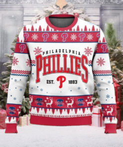 White And Red Phillies Classic Christmas Ugly Sweater