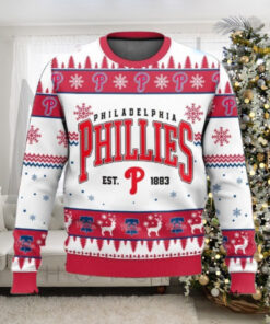 White And Red Phillies Classic Christmas Ugly Sweater