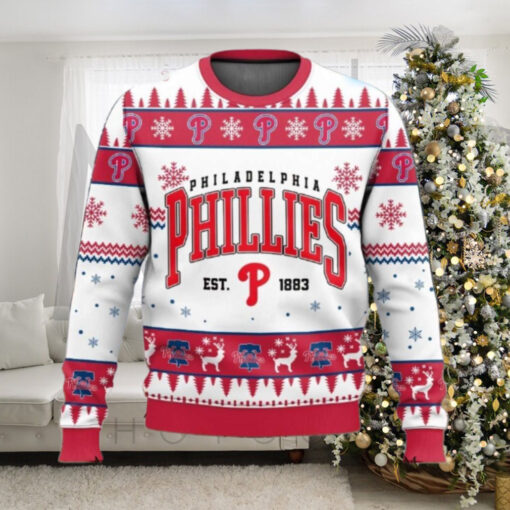 White And Red Phillies Classic Christmas Ugly Sweater