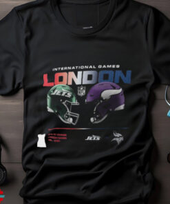 York Jets vs. Minnesota Vikings Nike Black International Games London 2024 T Shirt