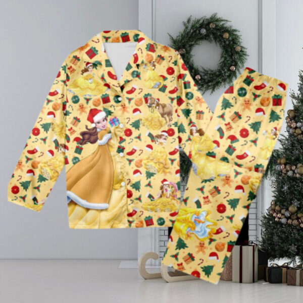 Belle Princess Christmas Pajamas, Beauty and the Beast Christmas Pajamas Set Gift Women For Holiday