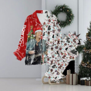 Bon Jovi Christmas Button Down Pajamas Set