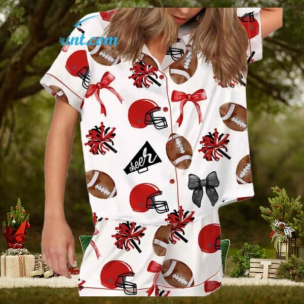 Cheer Football Coquette Bows Satin Pajama Set