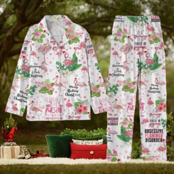 Christmas Flamingo Tropical Pajama Set