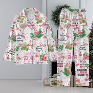 Christmas Flamingo Tropical Pajama Set