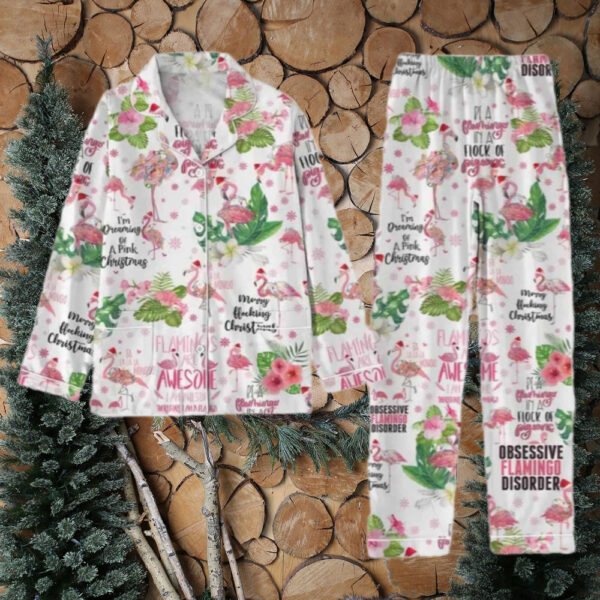 Christmas Flamingo Tropical Pajama Set