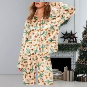 Christmas Western Cowboy Boots Print Pajama Set