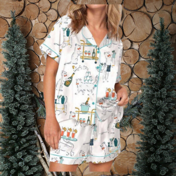 Cocktail Cats Satin Pajama Set