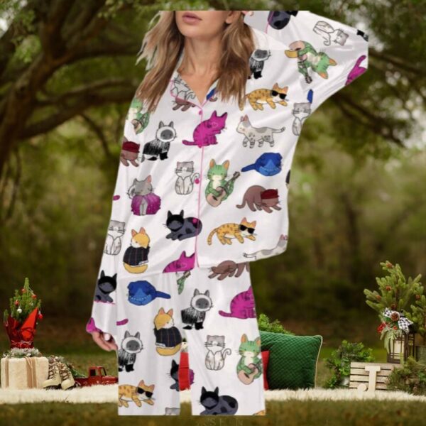 Cute Cat Satin Pajama Set