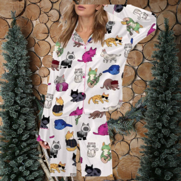 Cute Cat Satin Pajama Set