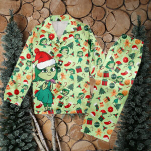 Disgust Inside Out Christmas Pajamas, Inside Out 2 Christmas Pajamas Set